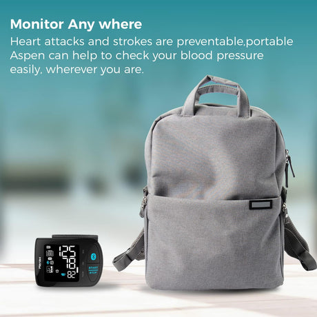 Meraw Blood Pressure Monitor Adult Cuff, Blood Pressure Cuff Monitor Wrist, Blood Pressure Machine Home Use 5.3-8.5" Irregular Heartbeat Monitoring APP Automatic Bluetooth High Accuracy Aspen Black - Health Care