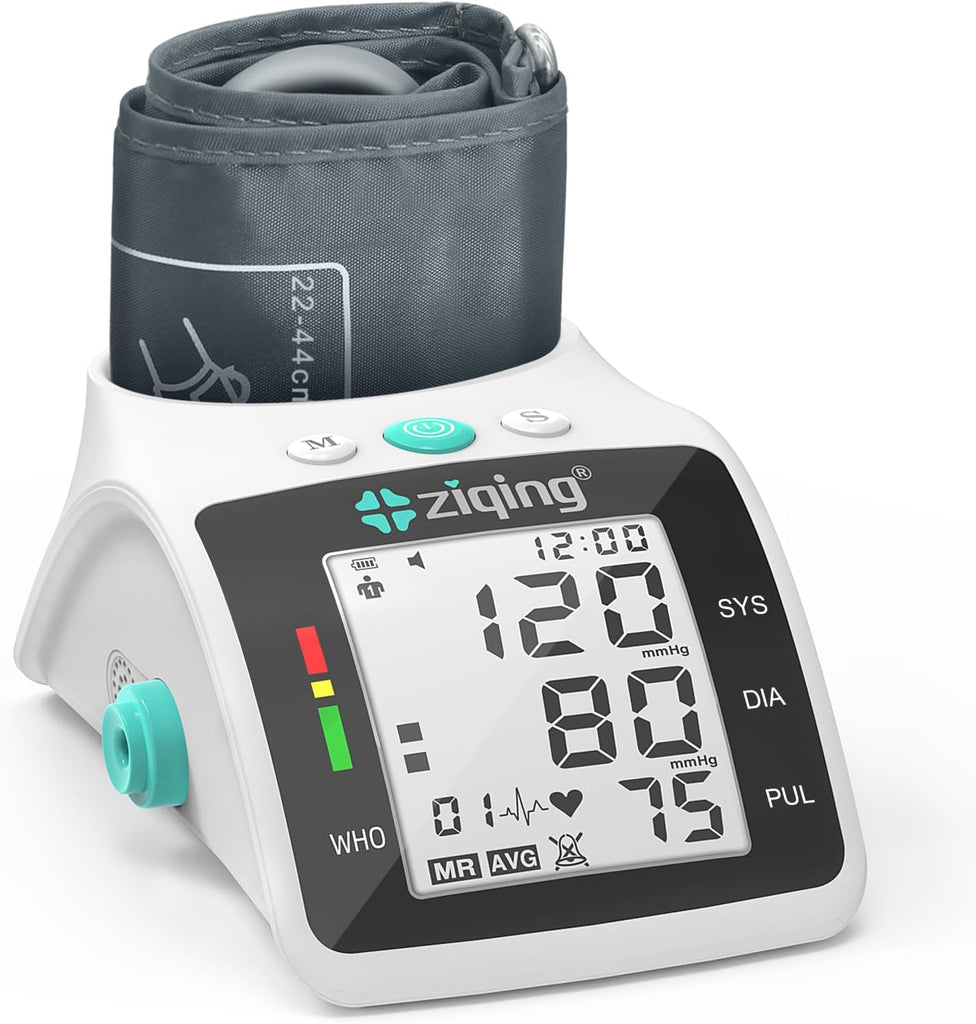 ZIQING Blood Pressure Monitor Premium with Blood Pressure Cuff Storage Bin and Adjustable 8.7''-17.3'' Cuff, 198 Memory Sets, Irregular Heartbeat Detection, Voice Broadcast, an Exquisite Home Use -